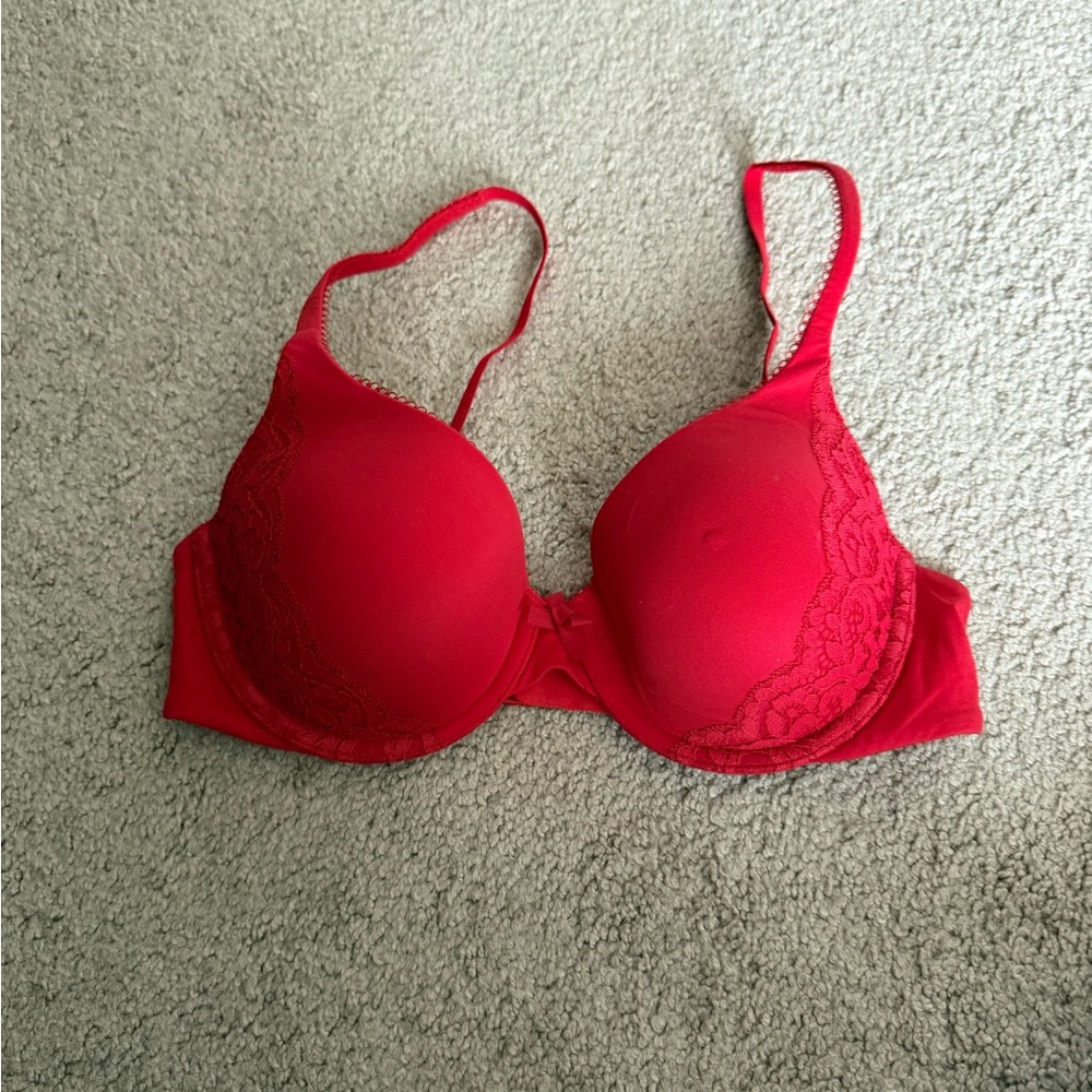 Victoria's Secret Red Underwire Bra with Molded Cups